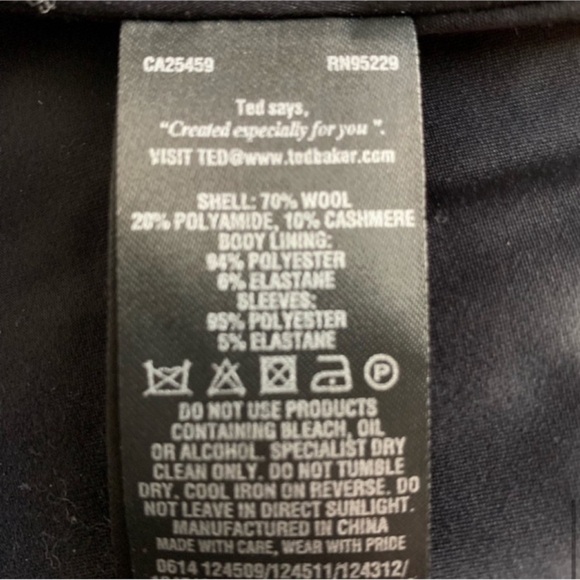 Ted Baker Ruffle Effect Silver Botton Wool/Cashmere Coat in Black - Picture 7 of 7